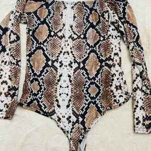 Offshoulder Snake Print Bodysuit