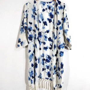 White Floral Printed Shrug (Women's)