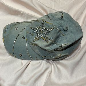 Denim Cotton Embellished Cap