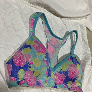 Floral Print Sports Bra Size M