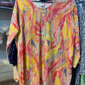 short Kurti with multicolour silk fabric