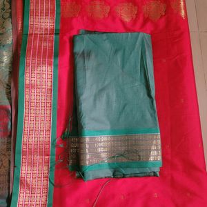 Saree Red With Green Border