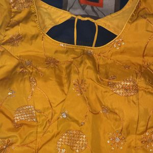 Dark Yellow Lehenga And Blouse Without Dupatta