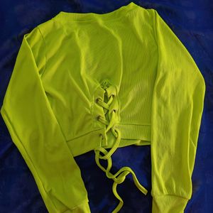 Neon Green Ribbed Crop Top