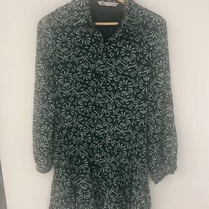 Zara Flowy Green Dress