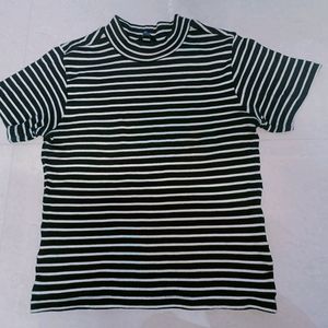 Black White Striped Top