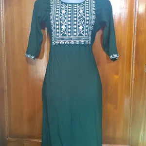 Embroidery Work Beautiful Kurta Sea Green Color