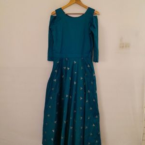 Teal Blue Gown With Dupatta,Pant Beautiful Dress