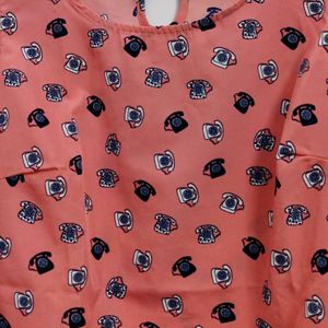 Peach Phone Print Top