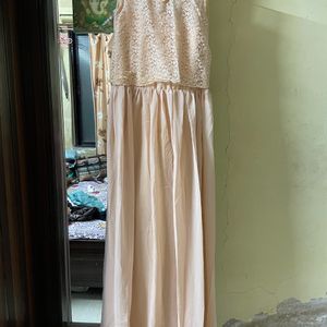 Nude shade Long Maxi Gown With Net Details