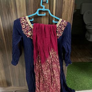 NewRoyal Blue Anarkali Pattern Kurta And Pallazo