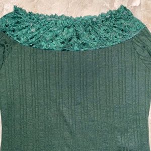 Dark Green Off Shoulder Top