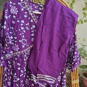 Alia Cut Purple Floral Kurta