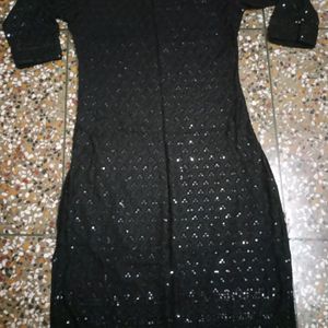 Chikankari Sequence Black Kurta 💕