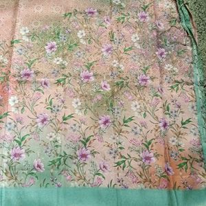 Floral Pattern Digital Softy Saree