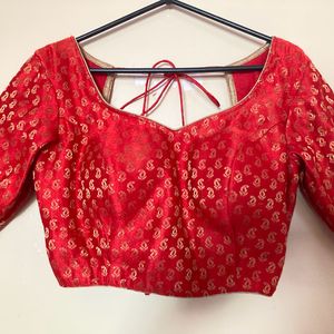 Red Banarasi Padded Blouse