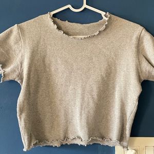 Grey Cauliflower Pattern Crop Top