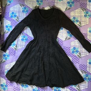 Black Stretchable Woolen Dress For Winter