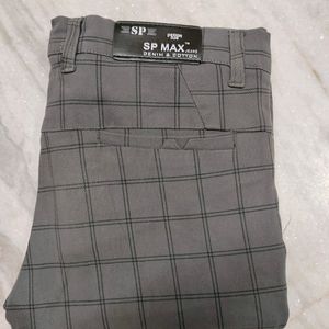 Mens Checked Chinos Grey, SIZE-28