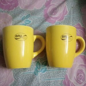 2 Unused Yellow Bru Mugs