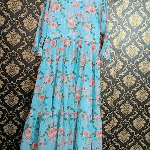 Floral Gown Skyblue