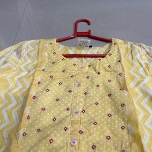 Flared Yellow Long Kurti