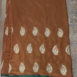 Brown Heavy Ethnic Saree