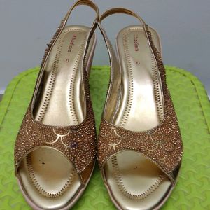 KHADIMS Gold Sequin Heels