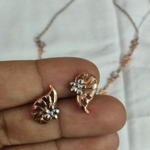 Pure Silver Necklace Rose Gold Colour