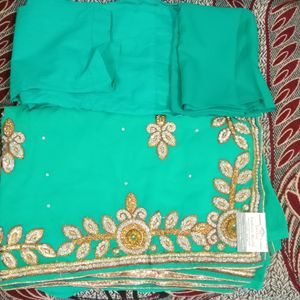 Georgette Saree With Machine Embroidery