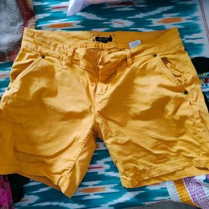 Yellow Cotton Shorts