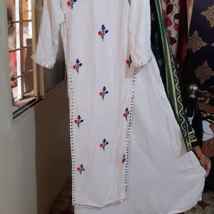 White A Line Kurti Full Length