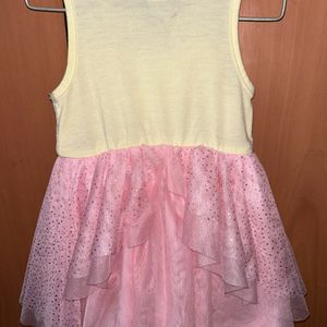 Cute Pink And Yellow Combination Party Frock