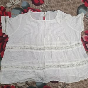 Peplum White Short Kurti Top