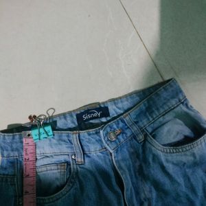 Blue High Waist Straight Fit Denim