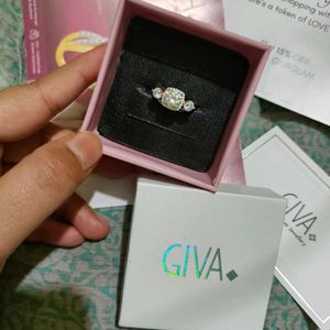 Giva Round Stoned Silver 925 Open Ring