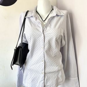 Blue thin Striped Shirt Women