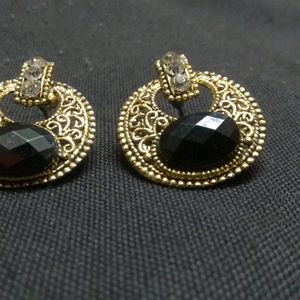 Black and Golden Oxidised Eartops