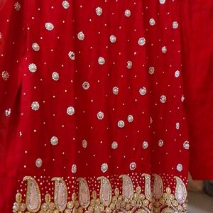 Red Suit Beautiful Pearls Heavy Work 3pice Set