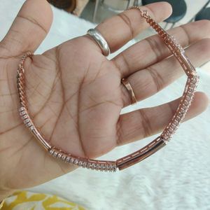 92.5 Sterling Silver Rose Gold Choker WTh Hallmark