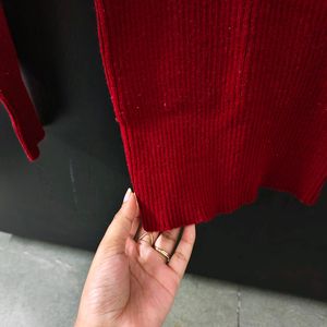 Maroon Knitted Sweater Top