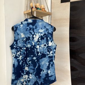 VERO MODA Blue Tie-dye Effect Denim Sleeveless Top