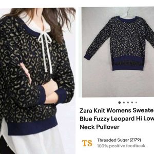 Zara Knit Furry Leopard 🐆 Print Sweter