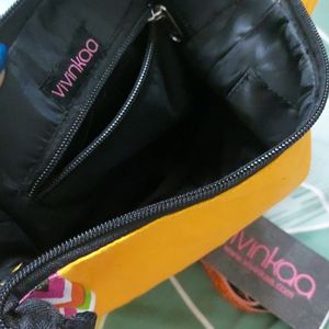 Unused Yellow and multicolor canvas boho sling bag