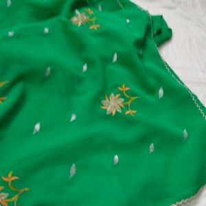 Full Embroidered Green Saree With Blouse