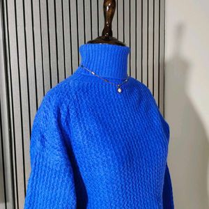 Blue Turtle Neck Woolen Pullover