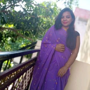 Purple Georgette Saree