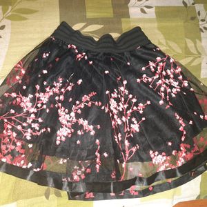 Black Floral Print Skirt