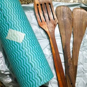 Wooden Spatula And Kitchen Reusable Tissue