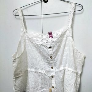 Zudio White Top With Crochet Detailing